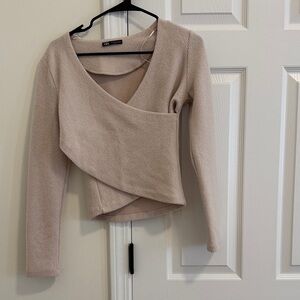 Zara Beige Wrap Sweater